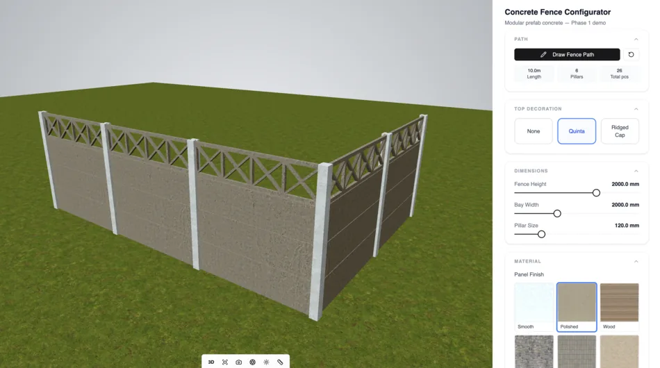 Concrete Fence Configurator