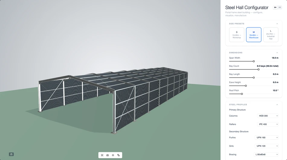 Steel Hall Configurator